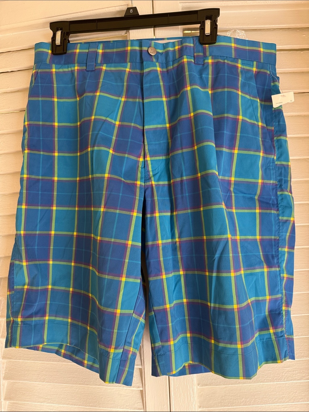 Callaway Teal and Blue Plaid Golf Shorts